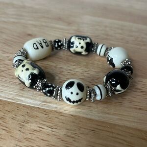 NEW Jack Skellington bad to the bone glass bead bracelet